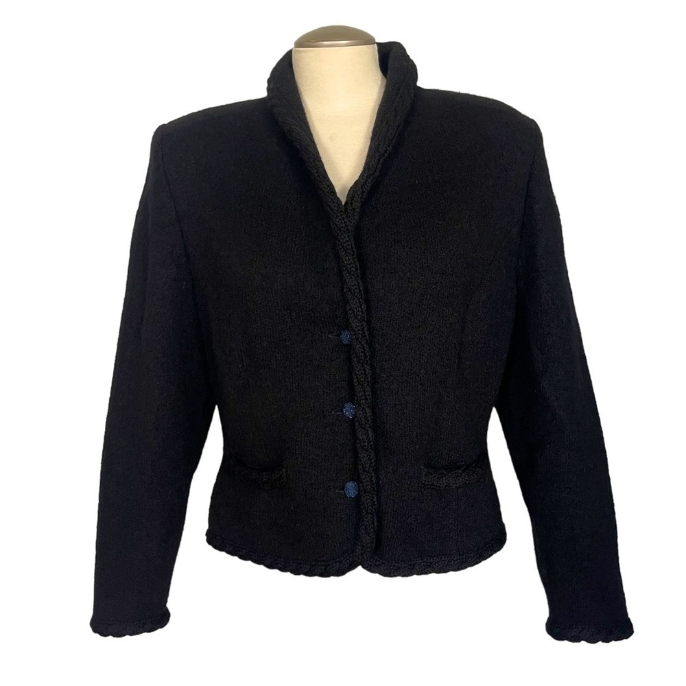 GUC Vintage Allen Solly wool cardigan / blazer, twisted detail, black, Petite 12